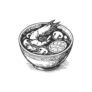 Spicy tom yum soup with shrimp and lime