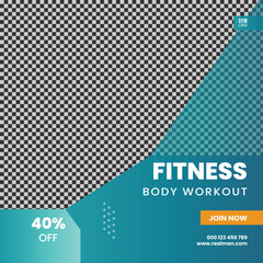 Modern Creative Fitness and Gym Social Media Post Banner Template Design