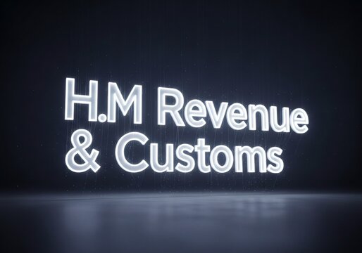 3D Neon-Style H.M Revenue & Customs Text &ndash; Cinematic Floating Signage Render