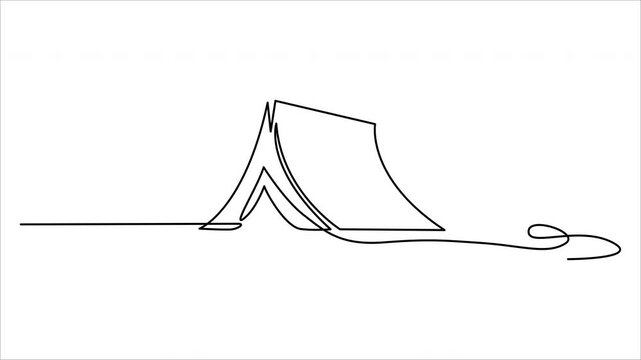 Minimalist Single Line Tent Animation Camping Outdoor Adventure Shelter Abstract