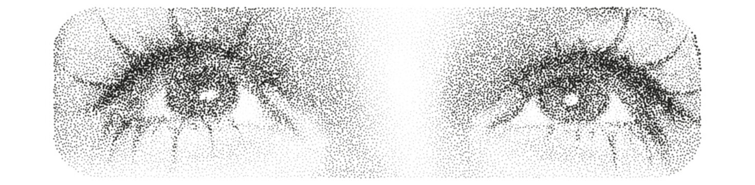 Retro Halftone Woman Eyes Stipple Effect Illustration for Vintage Design