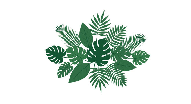 Lush Tropical Leaf Arrangement Featuring Monstera and Palm Fronds in a Central Bouquet.