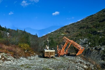 drilling equipment in a rock quarry