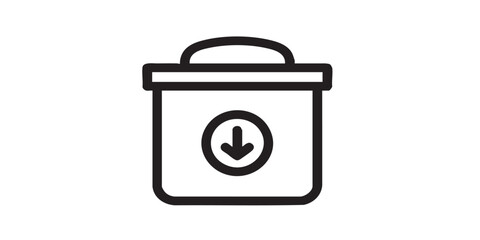 Toilet cassette vector icon, waste holding tank and dump station symbol, isolated on transparent background, black outline and filled style, minimal flat design