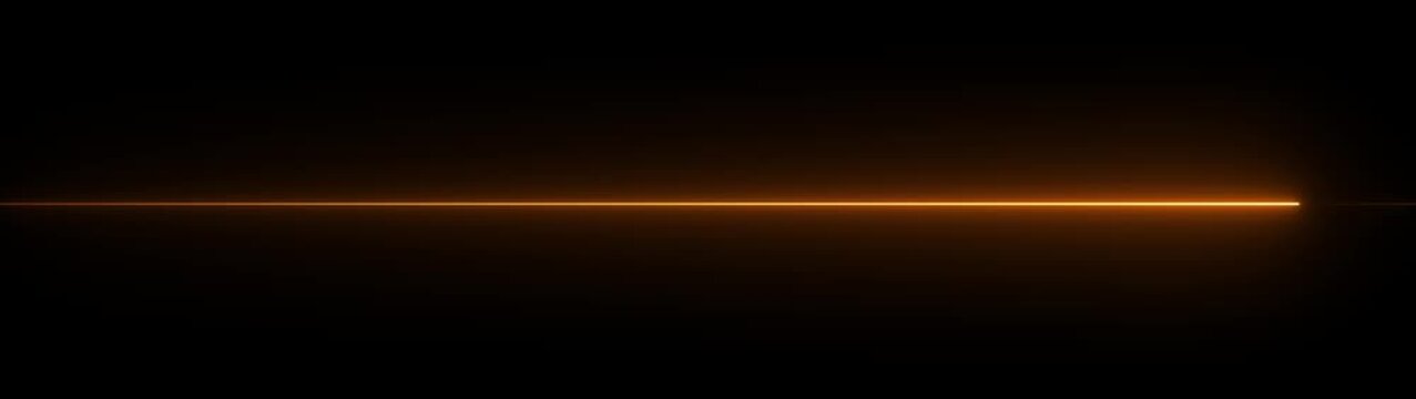 Abstract horizontal glowing orange neon line on a dark background with subtle light diffusion bright clean