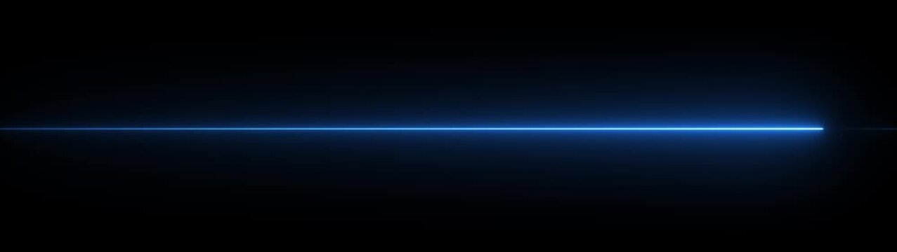 Abstract horizontal glowing blue neon line on a dark background with subtle light diffusion bright clean