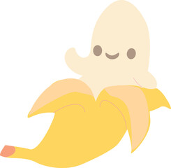 Obraz premium cute banana, banana character, waving banana, banana waving, hi, hello, greeting, kawaii fruit, cute fruit, smiling banana, banana with face, cartoon banana, funny fruit, happy character, friendly, pl