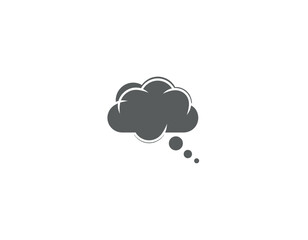 Thoughtful cloud symbol with speech bubble on clean background
