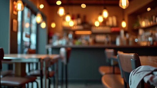 Cozy wooden bar counter with warm lighting in modern restaurant interior design