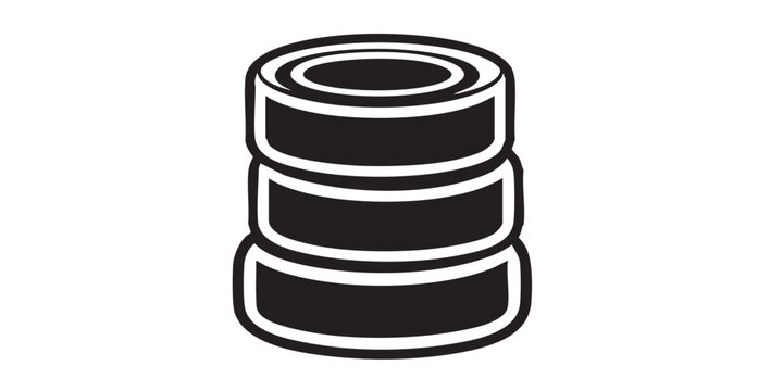 Tire vector icon, stack of tyres symbol, isolated on transparent background, black outline and filled style, minimal flat design