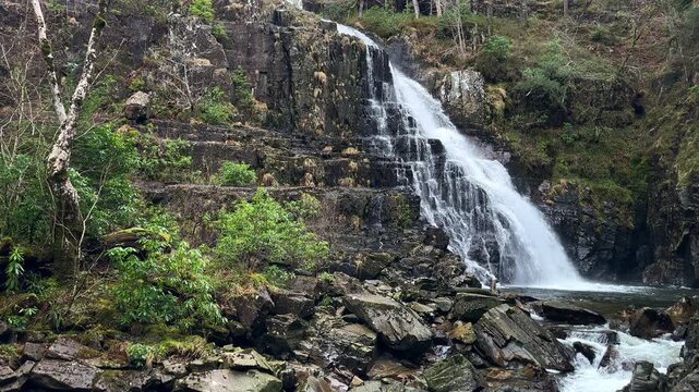 Pistyll Cain Waterfall, Coed y Brenin Forest Park, Gwynedd, North Wales, United Kingdom