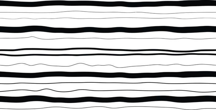 Abstract pattern of irregular horizontal lines in varying thicknesses and shades of black and grey on a white background, creating a dynamic visual texture.