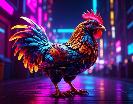  Galinha estilo neon 