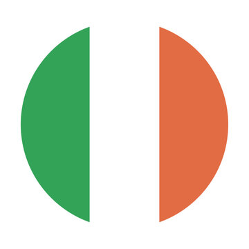 Round icon with the image of the Ireland flag on a transparent background. SVG. Vector graphics