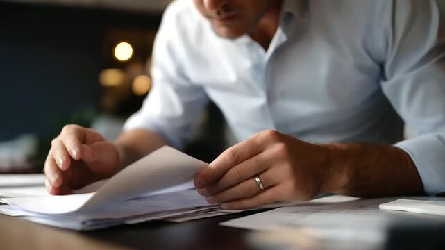 Faceless male architect hands working with construction plans office design development building project documentation professional architectural work engineering planning task