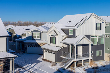 Colorado Living. Aurora, Colorado - Denver Metro Area Residential Winter Panorama with newly constructed houses