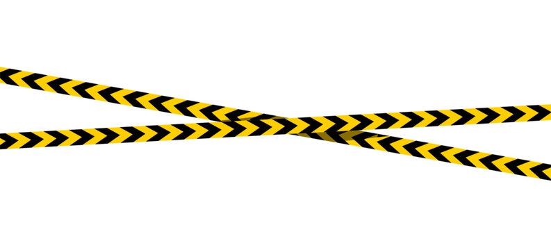 Warning tape with yellow and black caution stripes. Safety zone line tape for hazard alerts, construction areas, and restricted zones. Vector illustration.