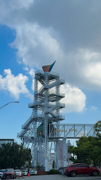 Atlanta, Georgia, USA, June 23, 2025: The "Atlanta Olympic Cauldron Tower" is the centennial Olympic stadium cauldron, which was part of the 1996 Summer Olympics opening ceremony.