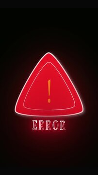 Red Warning Triangle with Exclamation Mark and the Word EROR Below on Black Background