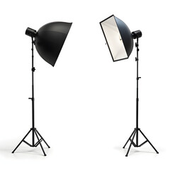 Professional studio lighting setup with two large softboxes  