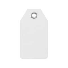 Blank white tag with metal eyelet isolated on transparent background