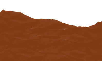 Abstract brown textured surface featuring a rugged, crumpled paper effect or a low-poly mountainous terrain silhouette isolated against a clean white background.
