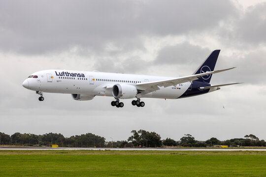 Luqa, Malta - January 25, 2026: Lufthansa Boeing 787-9 Dreamliner (REG: N879BJ) to be registered D-ABQB in Lufthansa service arrives in Malta from Boeing Everett factory to be updated before entering 