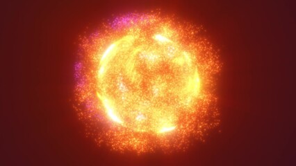 Exploding glowing particles forming a fiery orb © Bolbik