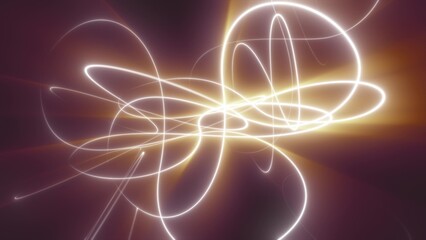 Abstract multicolored glowing bright magical energy lines on a black background © Bolbik