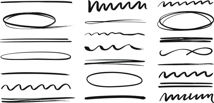 Set of vintage calligraphic design elements featuring vector floral frames and retro ribbon banners with elegant scroll ornaments and decorative line dividers for wedding labels and flourish page bord