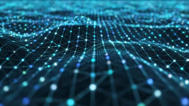 Complex network structure with interconnected nodes and lines