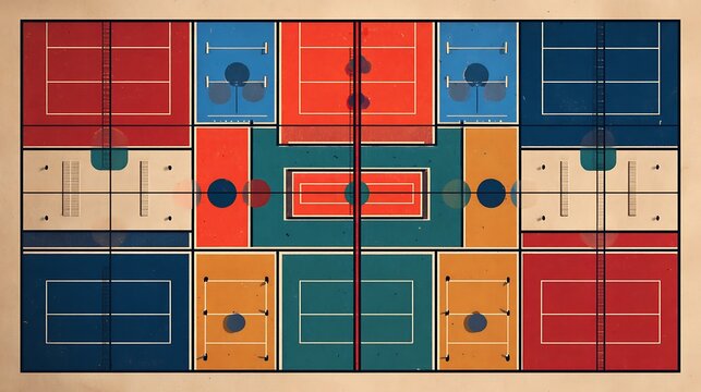 Retro pixel game board poster with colorful squares and obstacles vector illustration