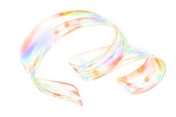 Curled Ribbon of Glass with a Holographic Finish