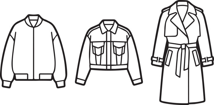 Woman fashion bomber jacket denim jacket and trench coat design for autumn winter