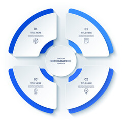 Infographic circular template with 4 steps, options. Round chart, cycle diagram that can be used for report, business analytics, data visualization, presentation.