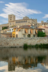 Fototapeta premium Historic district of zamora from river point of view
