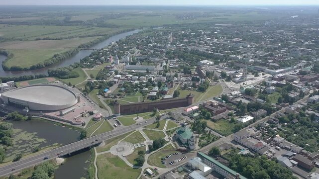 Drone descending to Dmitry Donskoy monument