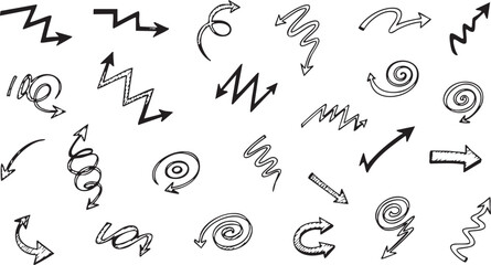 Adobe IllustrHand Drawn Arrow Doodle Pattern Set, Black and White Sketch Arrows Background
Abstract Hand Drawn Arrows and Scribble Doodles Seamless Pattern