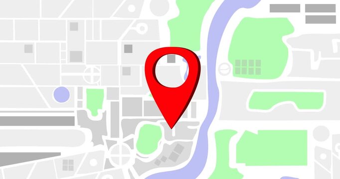 GPS Navigation Map Animation with Location Pins