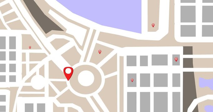 GPS Navigation Map Animation with Location Pins