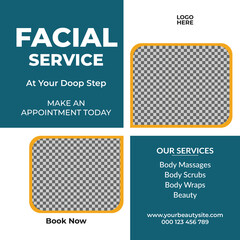 Modern Beauty Care and Spa Social Media Post Template with Elegant Skin Care and Salon Promotion Design