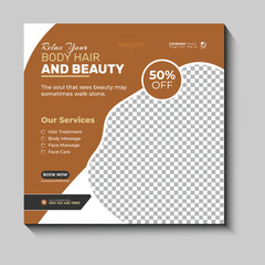 Modern Beauty Care and Spa Social Media Post Template with Elegant Skin Care and Salon Promotion Design