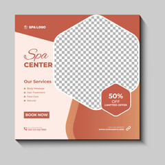 Modern Beauty Care and Spa Social Media Post Template with Elegant Skin Care and Salon Promotion Design