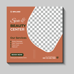 Modern Beauty Care and Spa Social Media Post Template with Elegant Skin Care and Salon Promotion Design