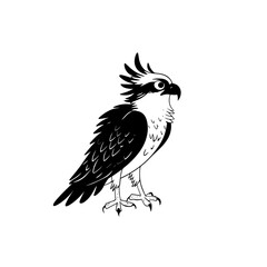 Obraz premium Osprey. Osprey simple black and white line art vector logo