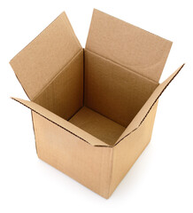 Empty cardboard box isolated on white background