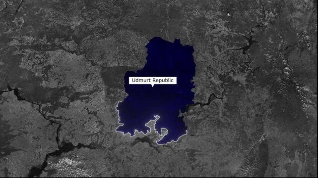 Udmurt Republic Russia Satellite Map With Highlighted Border Region Animation