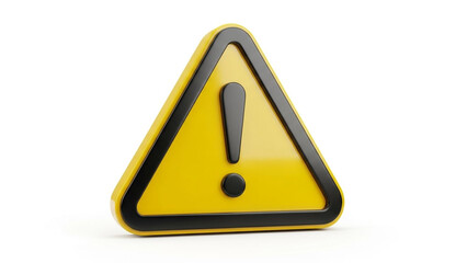 Warning sign with exclamation mark in yellow and black on white background for caution symbol