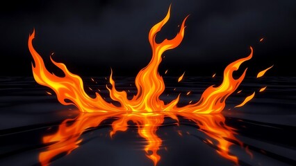 Orange Flame Reflection in Water