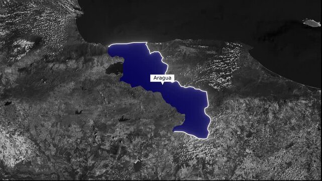 Aragua Venezuela State Satellite Map With Highlighted Border Region Animation